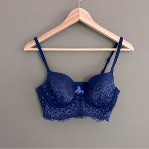 Victoria’s Secret body by Victoria lined Demi blue lace bra size 34C